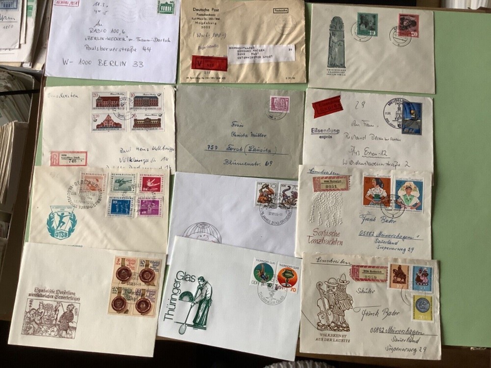 German Democratic Republic 12  postal stamps covers Ref A1660