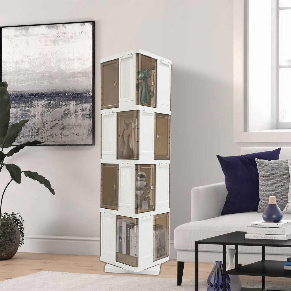 4-Tier Rotating Bookshelf, Book Storage Shelf, Floor Standing Rotating Bookcase