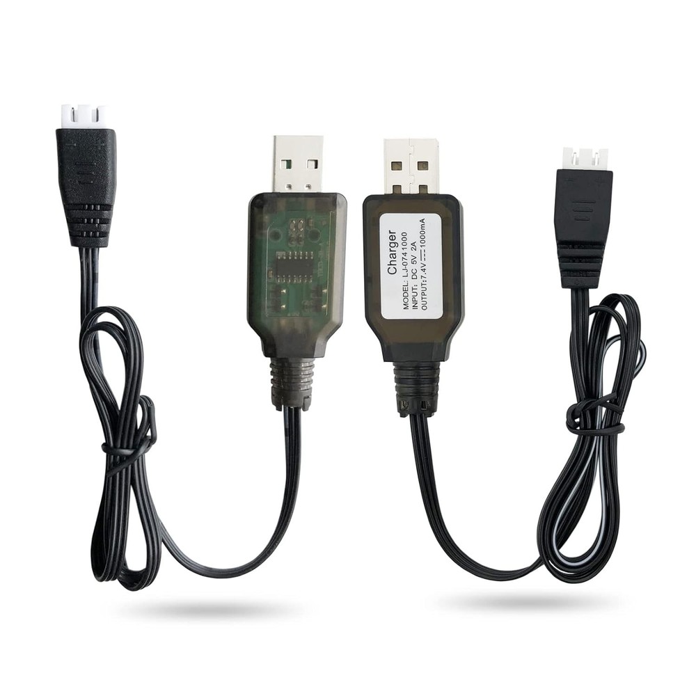 7.4V Lipo USB Replacement Cable Set for RC Vehicles & Gel Blasters