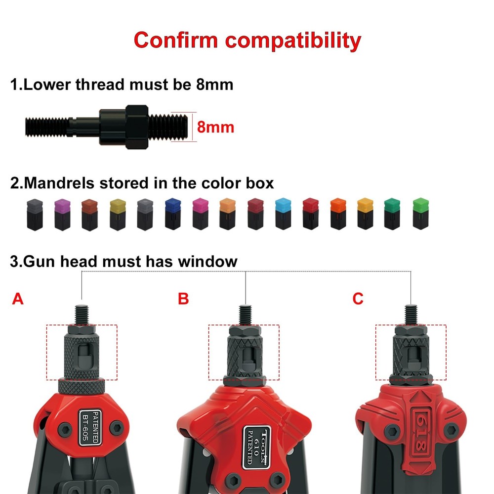 Hand Rivet nut Tool Mandrel (1/4-20)