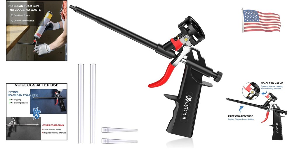 Adjustable Foam Applicator Gun - Hand-Powered No-Clean Design for Home Projects