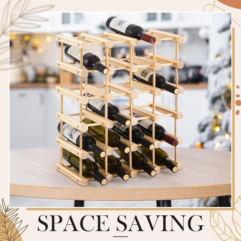 Wooden Wine Rack Space Saving Stackable Holder 12 Bottles Easy Install New