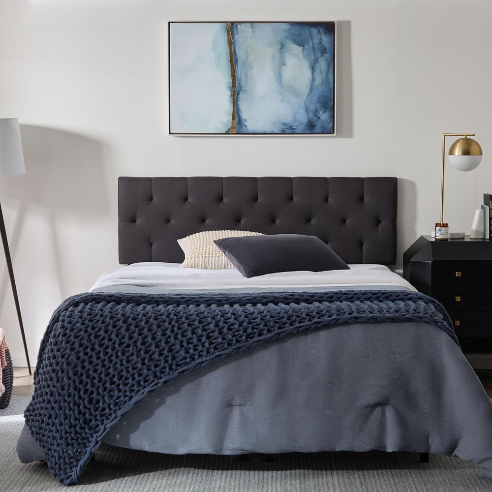 Mid-Rise Upholstered Headboard - Diamond Tufted - Padded Polyester - Adjustable