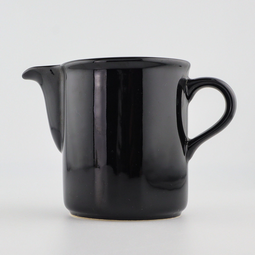 Modern black ceramic creamer 3.5" high glossy