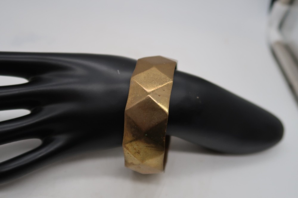 Nice Brass Tone Geometric MCM Pattern Bangle Bracelet May be Signed Coro