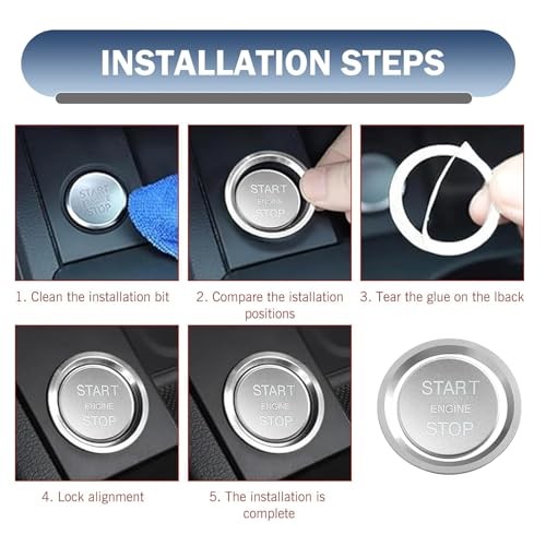 Car Engine Start Stop Push Botton Cover, Aluminum Key Ignition Switch Silver