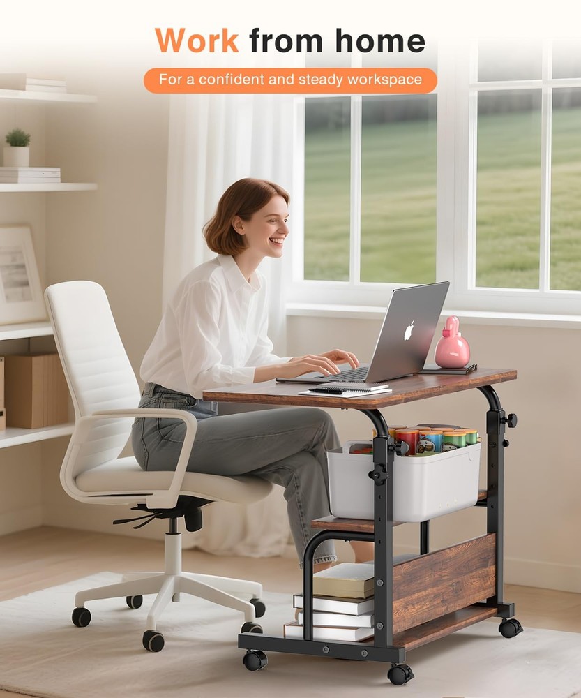 QZMDSM Adjustable Laptop Standing Desk Mobile Rolling Computer Table for Space