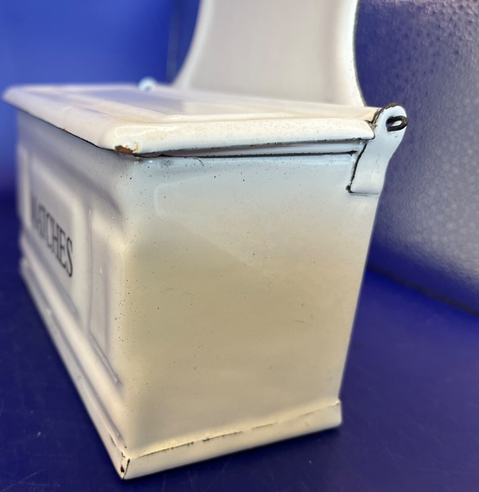 Antique White Enamel Matches Box