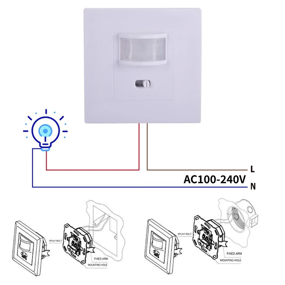 AC100-240V Motion Sensor Switch Durable Construction for Indoor Lamp Control