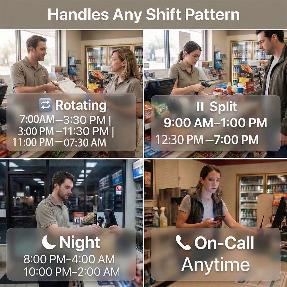 Time Clock System: App Control & 5s Fast Connection, Customizable Rules & 4 Payr