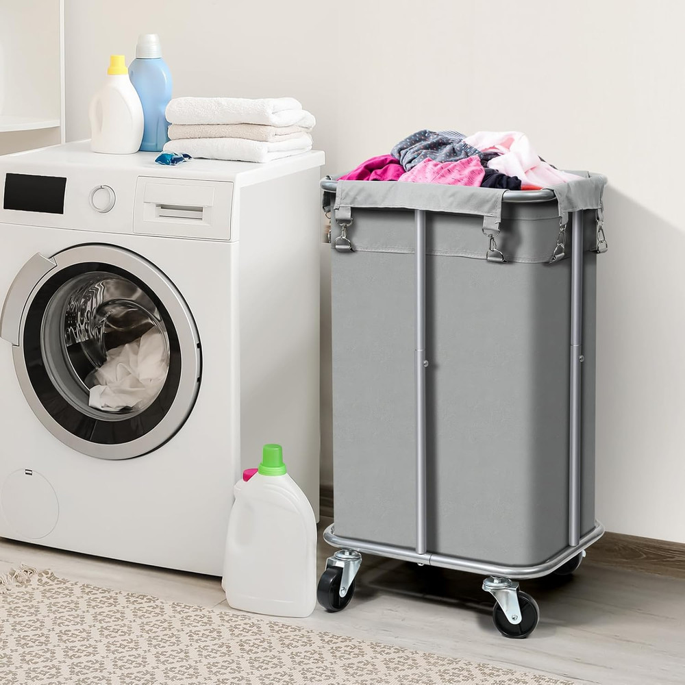 Laundry Basket with Wheels, Rolling Laundry Hamper with Removable Bag, 100L Laun