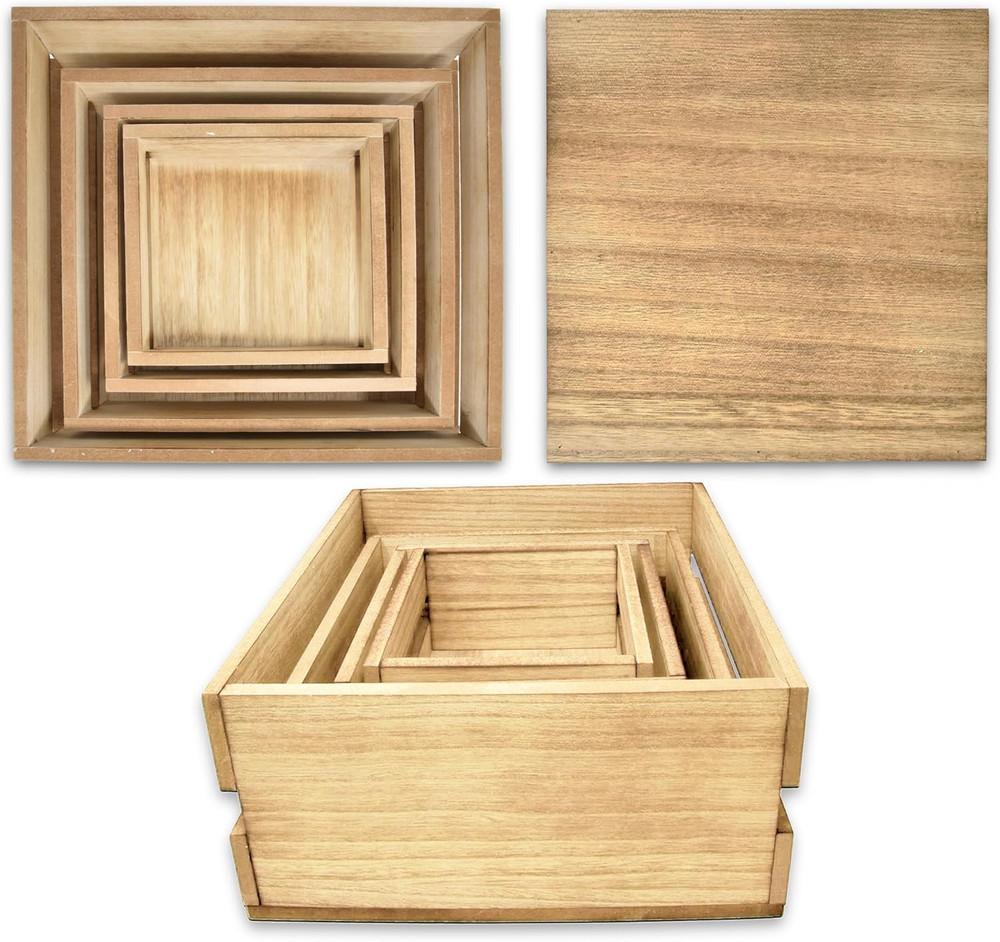 Wooden Buffet Risers Set - Rustic Display Stands for Cakes & Desserts (4 Sizes)