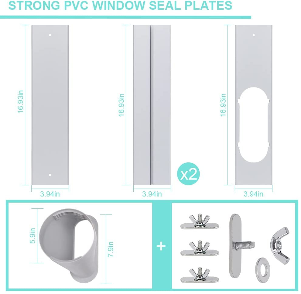 Portable AC Window Kit with Exhaust Hose, Air Conditioners Kits Parts Adjustable