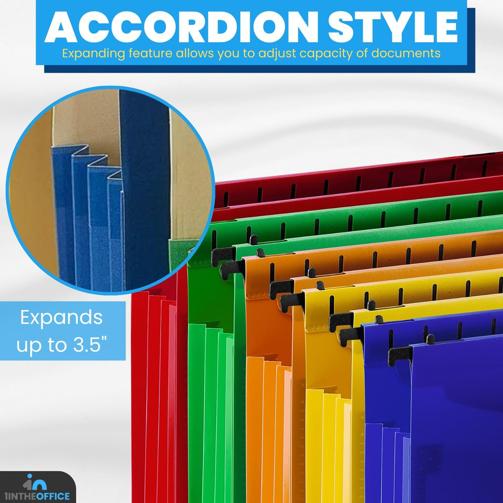 Poly Expanding Hanging File Folders, Letter Size, Assorted,10/Pack