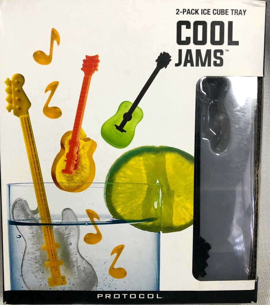 Guitars Ice Cube Trays 2 Pack Cool Jams Swizzle Stick Makes Drinks Protocol New