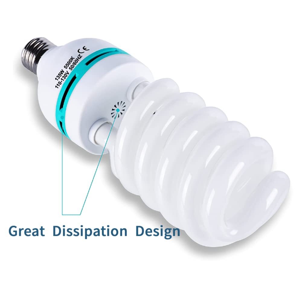 135W Light Bulb 5500K CFL Daylight Spiral Softbox Lighting Kit Bulb in E27/E2...