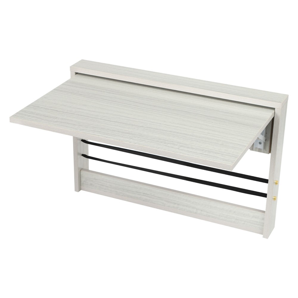Folding Wall Table, Light Gray Fold Down Table Wall Mounted For Workbench, Home