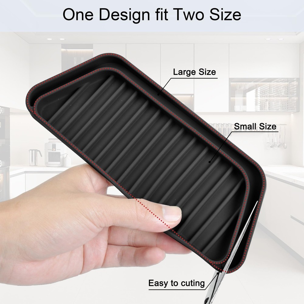 KindGa Refrigerator Drip Catcher 2 pack Rectangular Black, Black