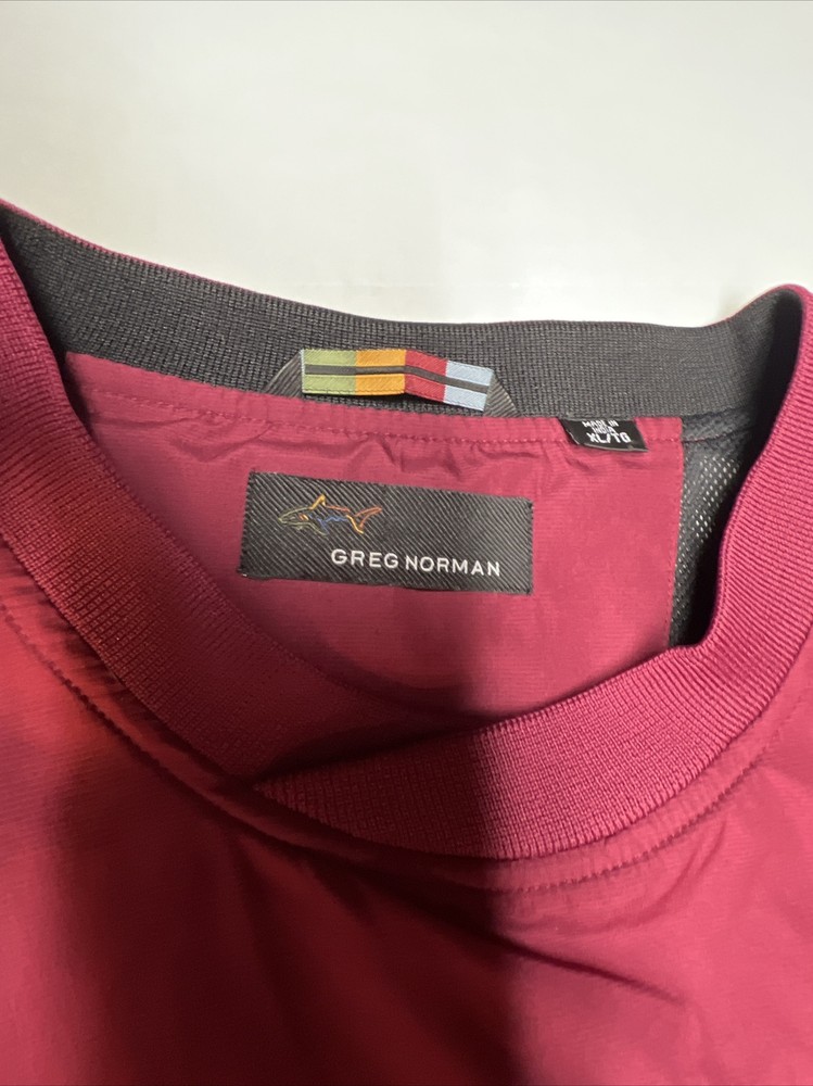 Greg Norman Golf Pullover lined Jacket Men’s XLT red zippered pockets EUC