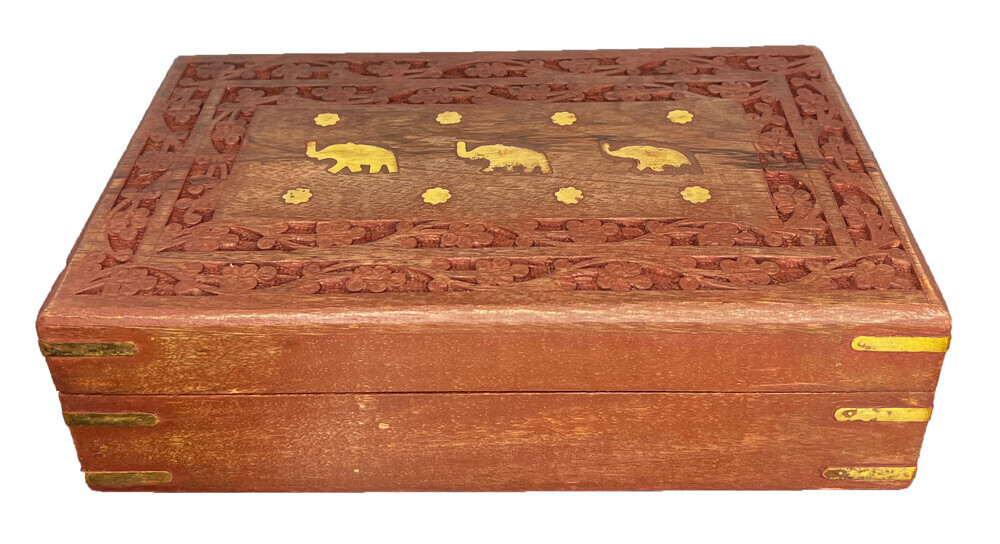 Mango Wood Box with Brass Inlay