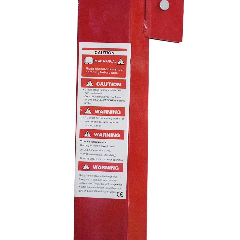 16 FT Drywall Lift Plasterboard Panel Rolling Lifter Lockable 150 Lbs