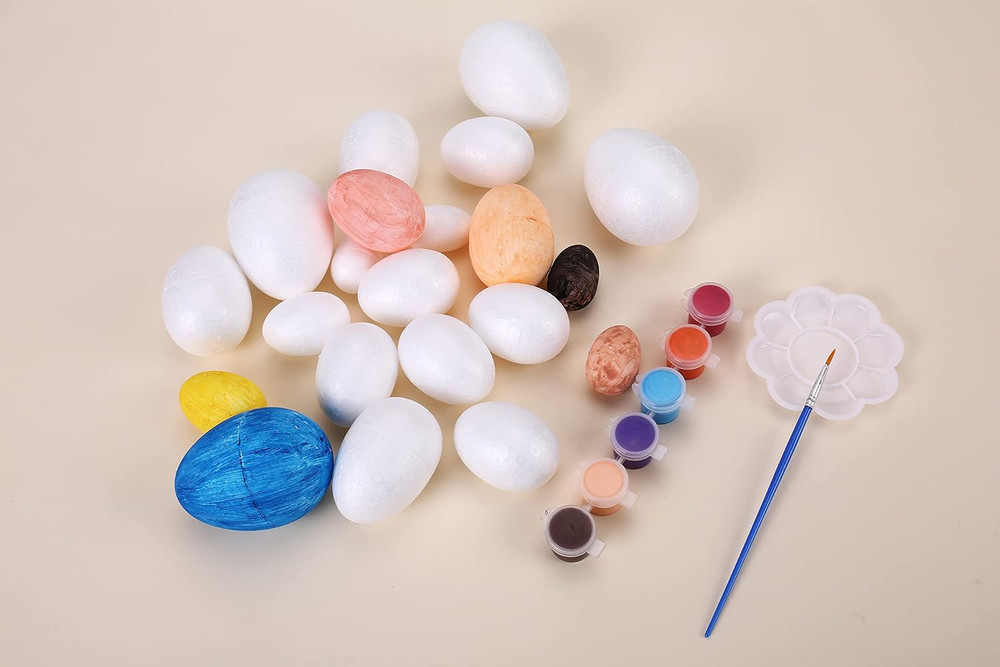 18-Pack 4 Inches Easter Craft Foam Eggs, White Polystyrene Foam Eggs, Use for Ea