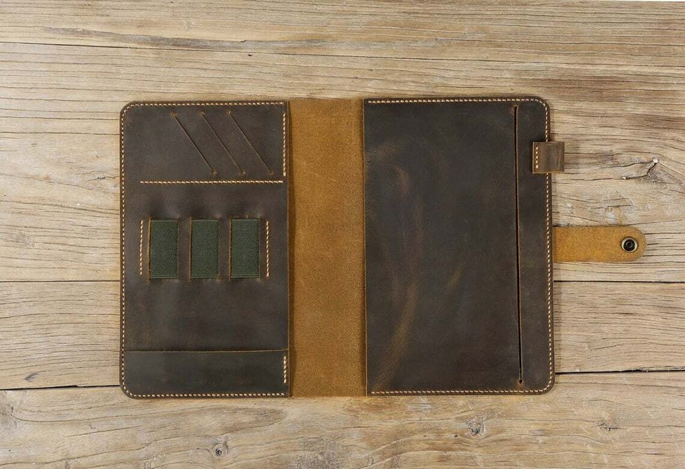 Personalized leather portfolio folio for Full Focus Planner leather cover case