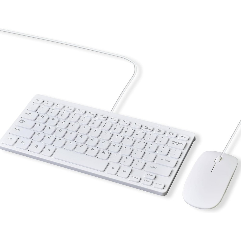 Wired Keyboard and Mouse Combo Slim & Quiet 11.25 inch, USB Connection, Compact