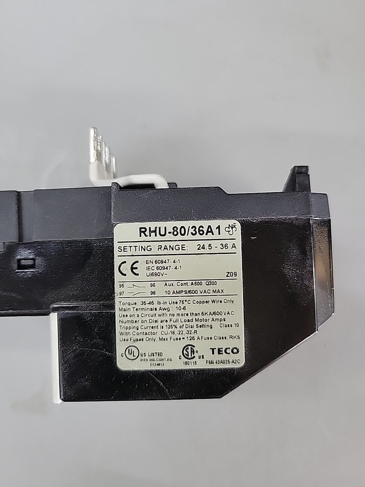 TECO RHU-80/36A1 thermal overload relay
