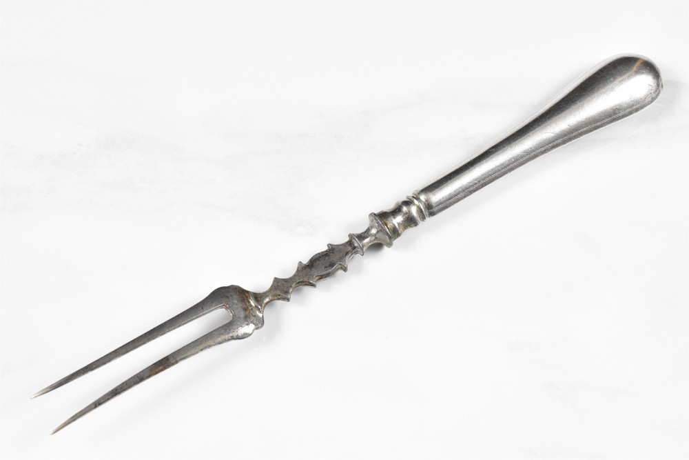 Antique 800 Silver Handled 2-Tine Fork