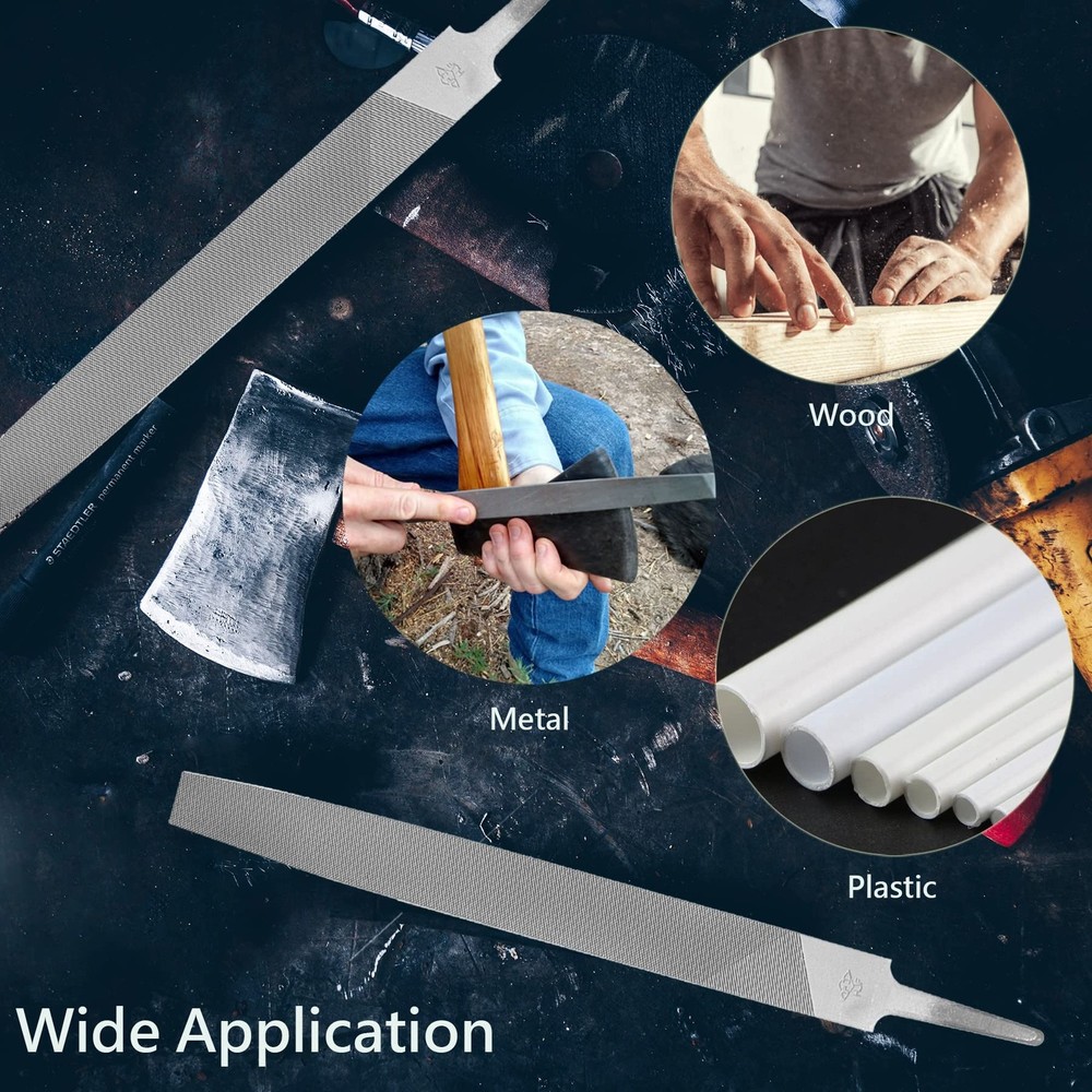 Axe File Sharpener 8-Inch 2PCS Set - Hardened Steel Flat Rectangular Gray