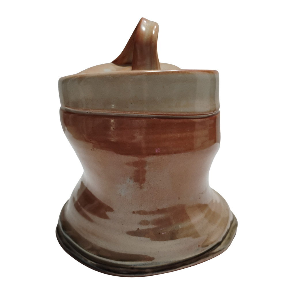 Signed Studio Pottery Lidded Canister | Gradient Peach Glaze | Handmade Ceramic