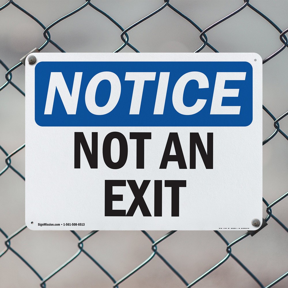 (2 Pack) Not An Exit OSHA Notice Sign Decal Metal Plastic