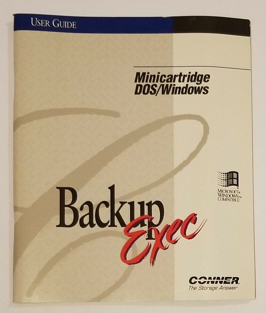 Vtg 1995 Conner Backup Exec for Windows & DOS User Guide Manual Book