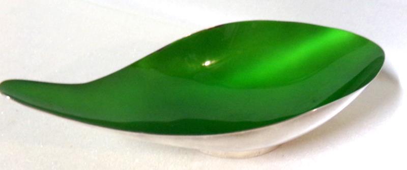 Mid Century Modern Lime Silverplate Teardrop Bowl