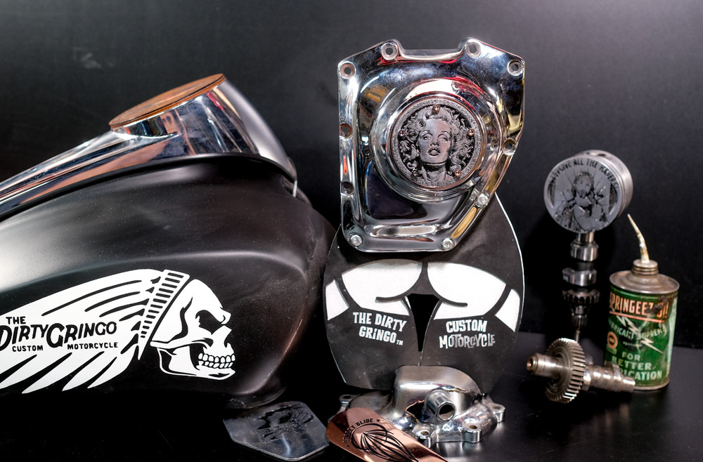 Brass Marilyn Monroe Shovelhead Evo Engraved Timer Points Cover Harley Davidson