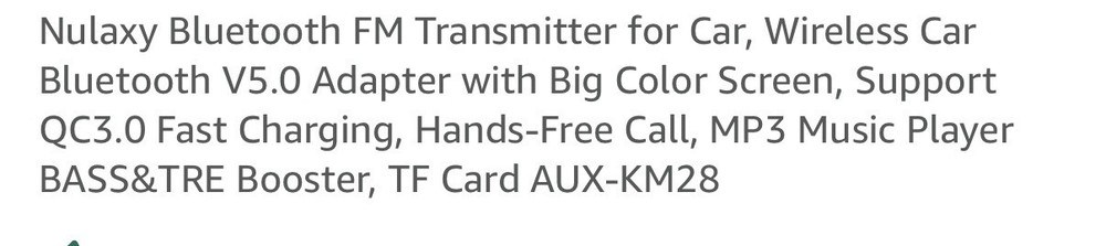 Car Wireless FM Transmitter , Hands Free, MP3 Player, Fast Charging