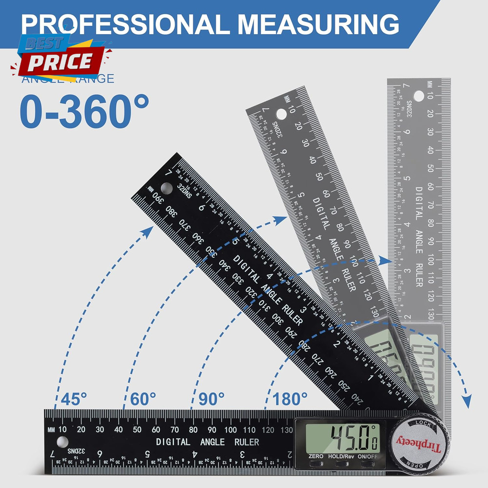 Digital Angle Finder Protractor, 3Rd Generation Quick Display Angle Gauge Ruler,
