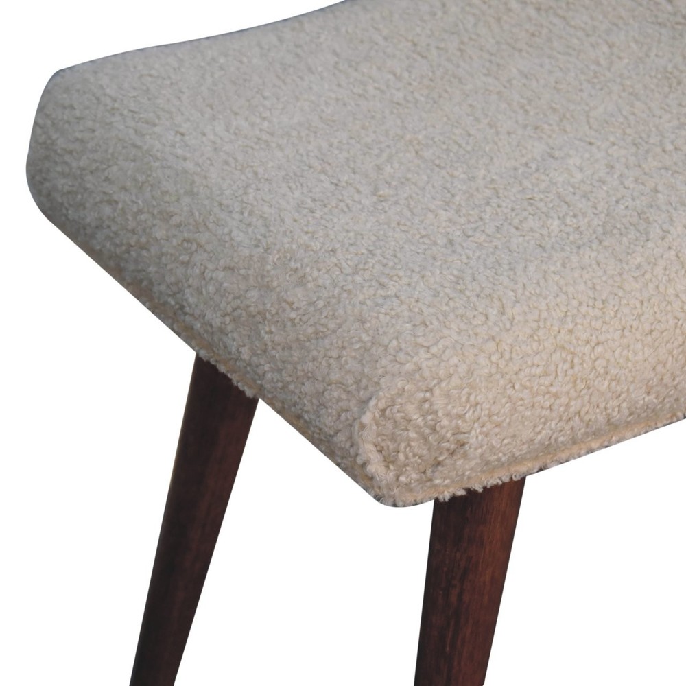 Honey Caramel Bouclé Curved Bench