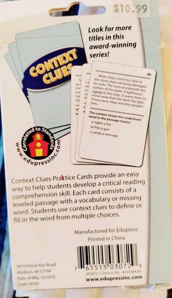 EduPress Context Clues Reading Flash Cards
