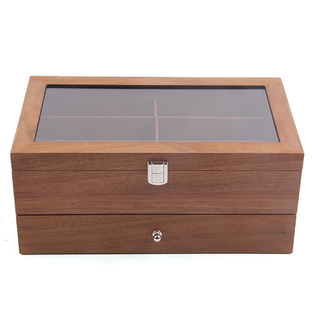 12-Bits Glasses Storage Case Gift Box Display Mahogany Organizer Sunglasses Box
