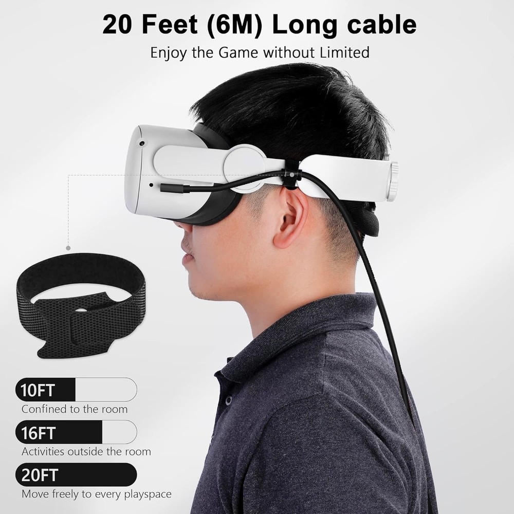 20FT Link Cable for Quest 3/2/Pico 4, USB 3.0 Type C to C