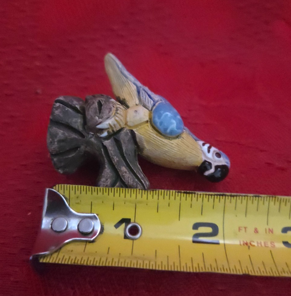 2 Cute Hand-Crafted Parrot Figurines Signed Impressed URPI