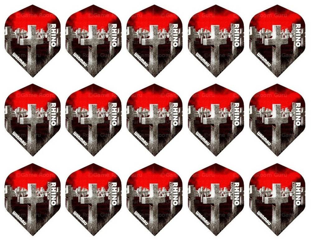5 New Sets Winmau Rhino Standard Dart Flights – Ships w/ tracking - Cemetery