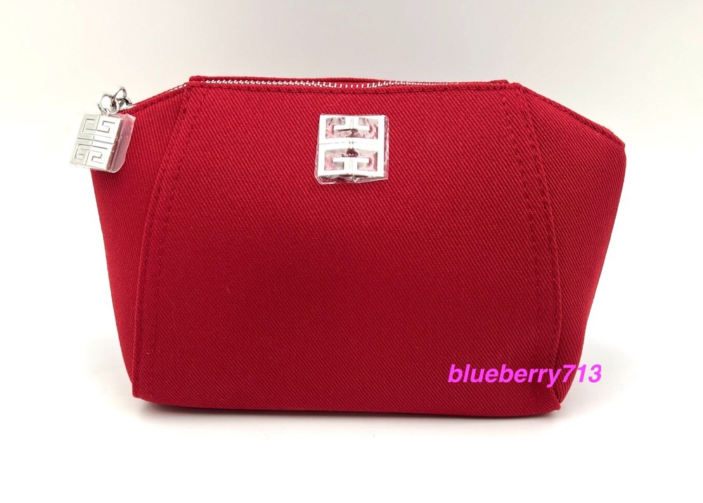 Givenchy Red Pouch  Cosmetic Makeup Bag ~ Canvas