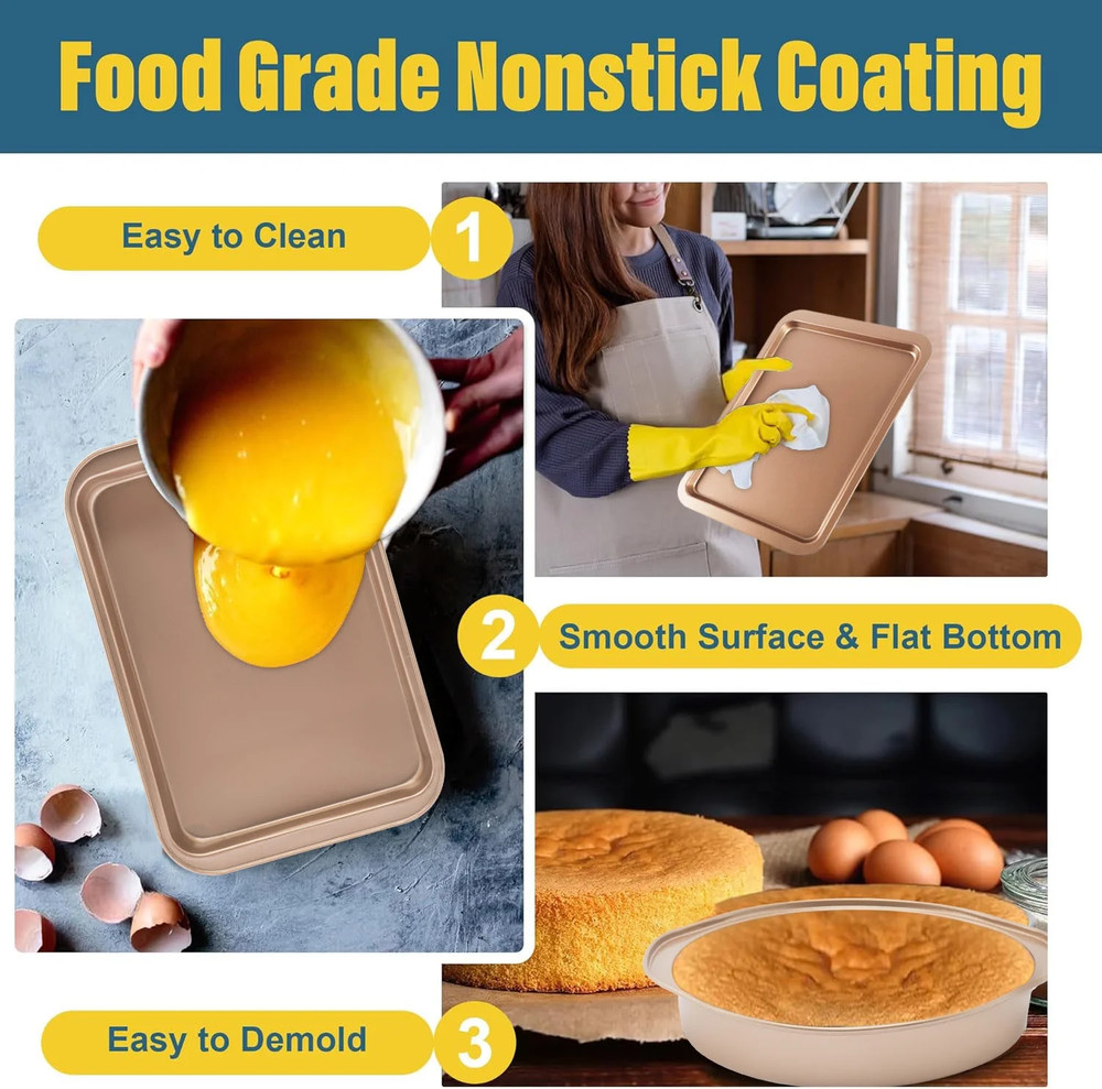 Stackable Bakeware Set, 6-Piece Nonstick Baking Pan Set for Kitchen, Oven & Dish