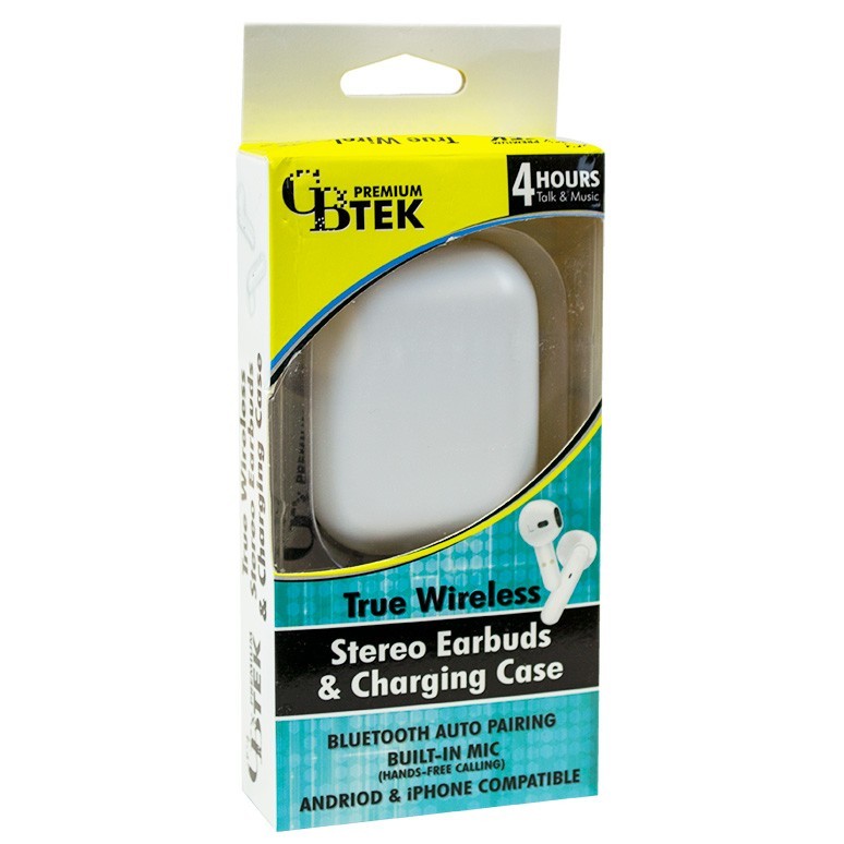 CBTEK Wireless Bluetooth Earbuds with Touch Controls & Built-in Mic