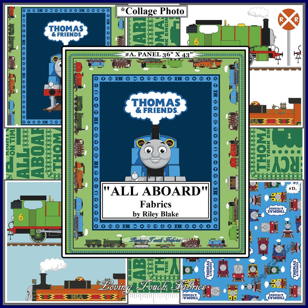 RILEY BLAKE "ALL ABOARD" THOMAS THE TRAIN FABRICS