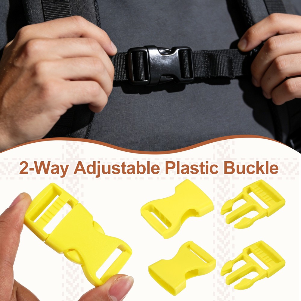 4 Pack Quick Side Release Buckle, 1" Plastic Buckle Clip, Light Yellow