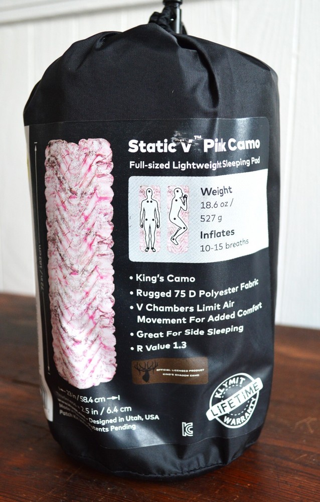 Klymit Static V Pink Camo Sleeping Pad-NWT